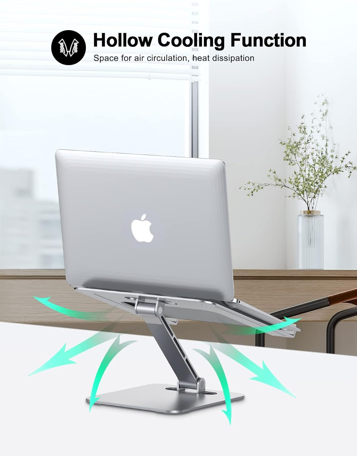 Foldable Laptop Stand, Height Adjustable Ergonomic Computer Stand for Desk, Aluminum Portable Laptop Riser Holder Mount Compatible with Macbook Pro Air, HP, Dell 10-16"