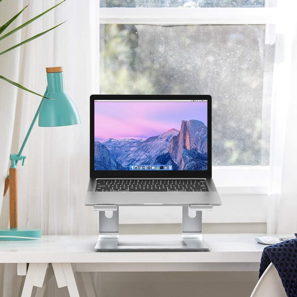 Aluminum Laptop Stand, Ergonomic Detachable Computer Stand, Notebook Riser Compatible with Air, Pro, Dell, HP, Lenovo More 10-15.6" Laptops, Silver