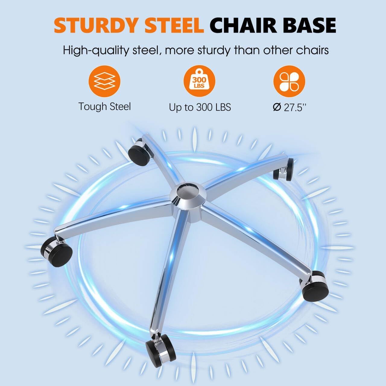 Ergonomic Office Chair with Adjustable Lumbar Support, 3D Armrests & Headrest, 135° Reclining Chair with Footrest & Large Steel Base,300LBS Swivel Desk Chair(GYMN01)