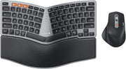 Bluetooth Ergonomic Keyboard Mouse, EKM04 Mini Compact Wireless Ergo Keyboard Mouse Combo, Split Design, Wrist Rest, Multi-Device, Rechargeable, Compatible with Windows/Mac/Android