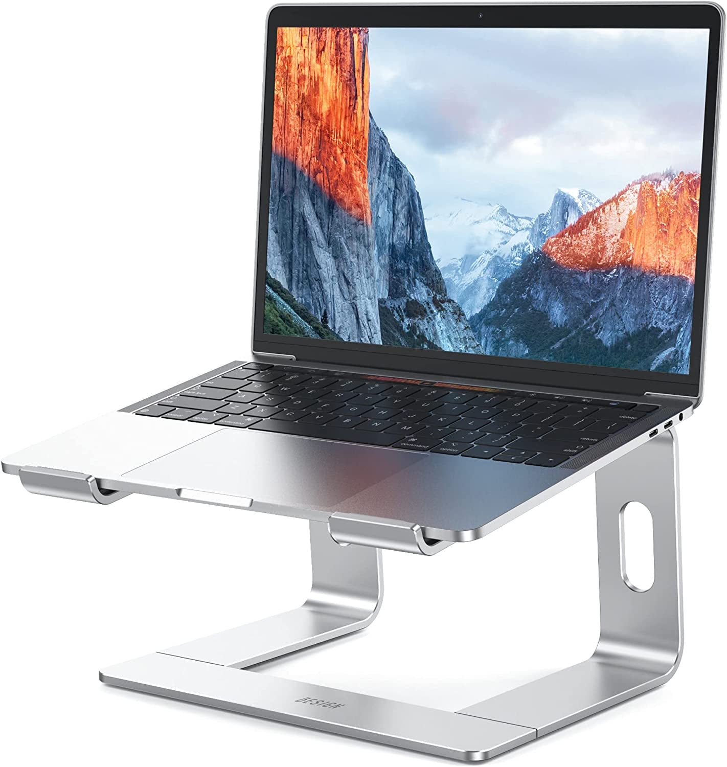 Aluminum Laptop Stand, Ergonomic Detachable Computer Stand, Notebook Riser Compatible with Air, Pro, Dell, HP, Lenovo More 10-15.6" Laptops, Silver