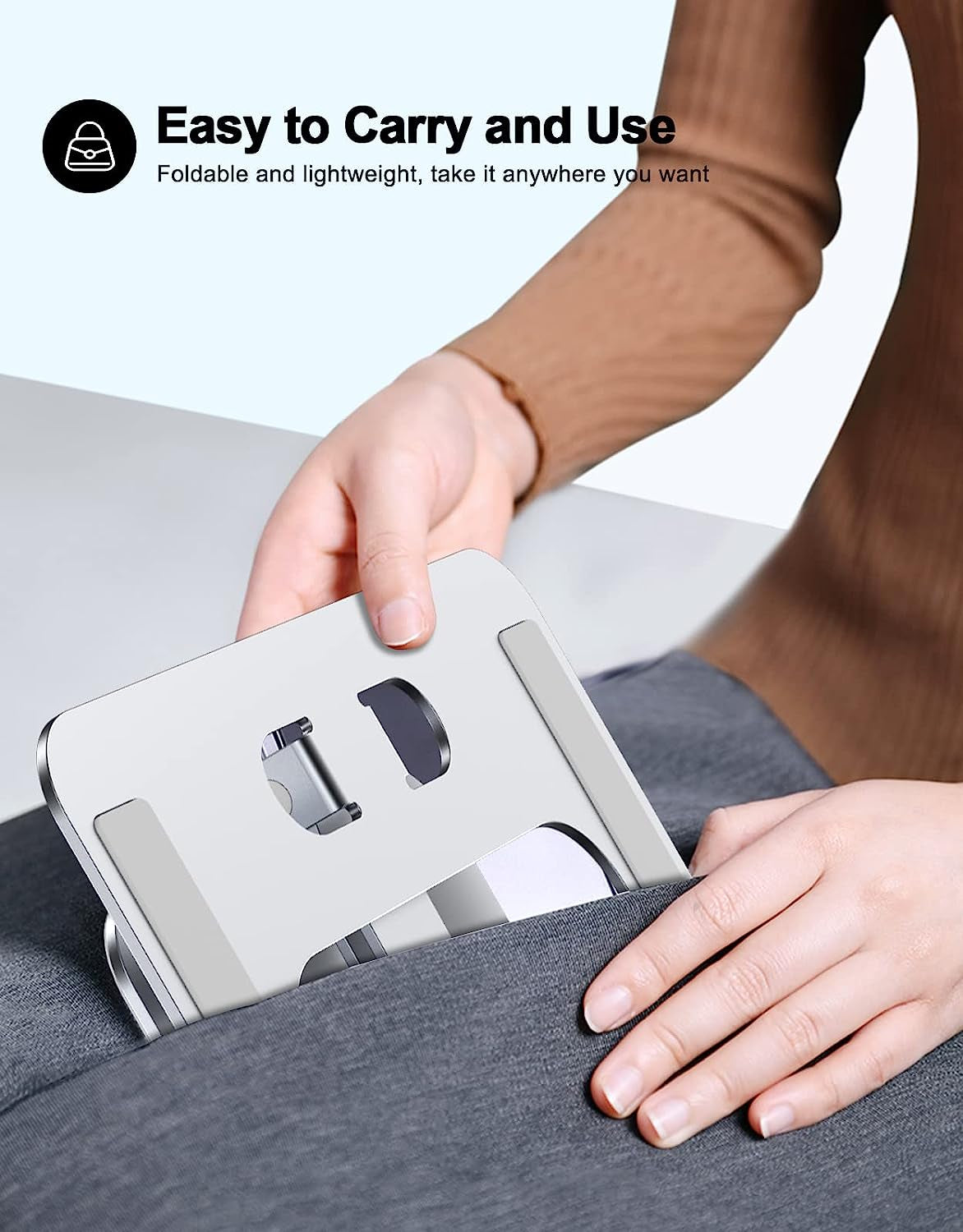 Foldable Laptop Stand, Height Adjustable Ergonomic Computer Stand for Desk, Aluminum Portable Laptop Riser Holder Mount Compatible with Macbook Pro Air, HP, Dell 10-16"