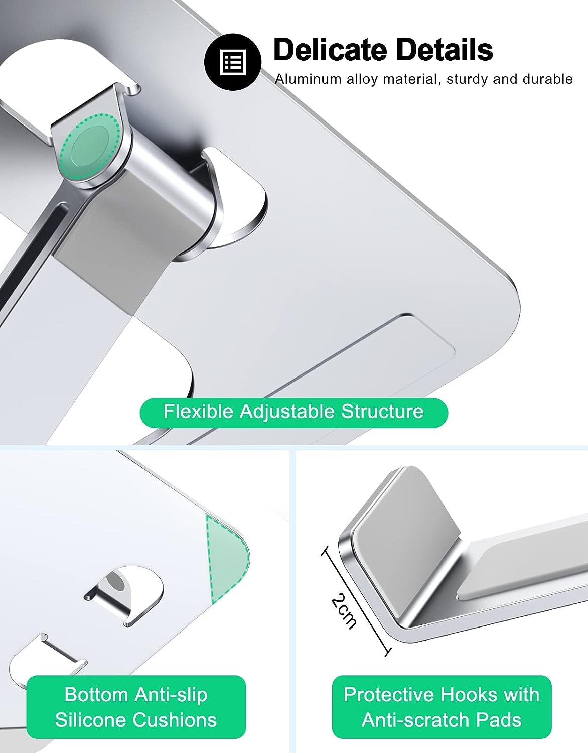 Foldable Laptop Stand, Height Adjustable Ergonomic Computer Stand for Desk, Aluminum Portable Laptop Riser Holder Mount Compatible with Macbook Pro Air, HP, Dell 10-16"