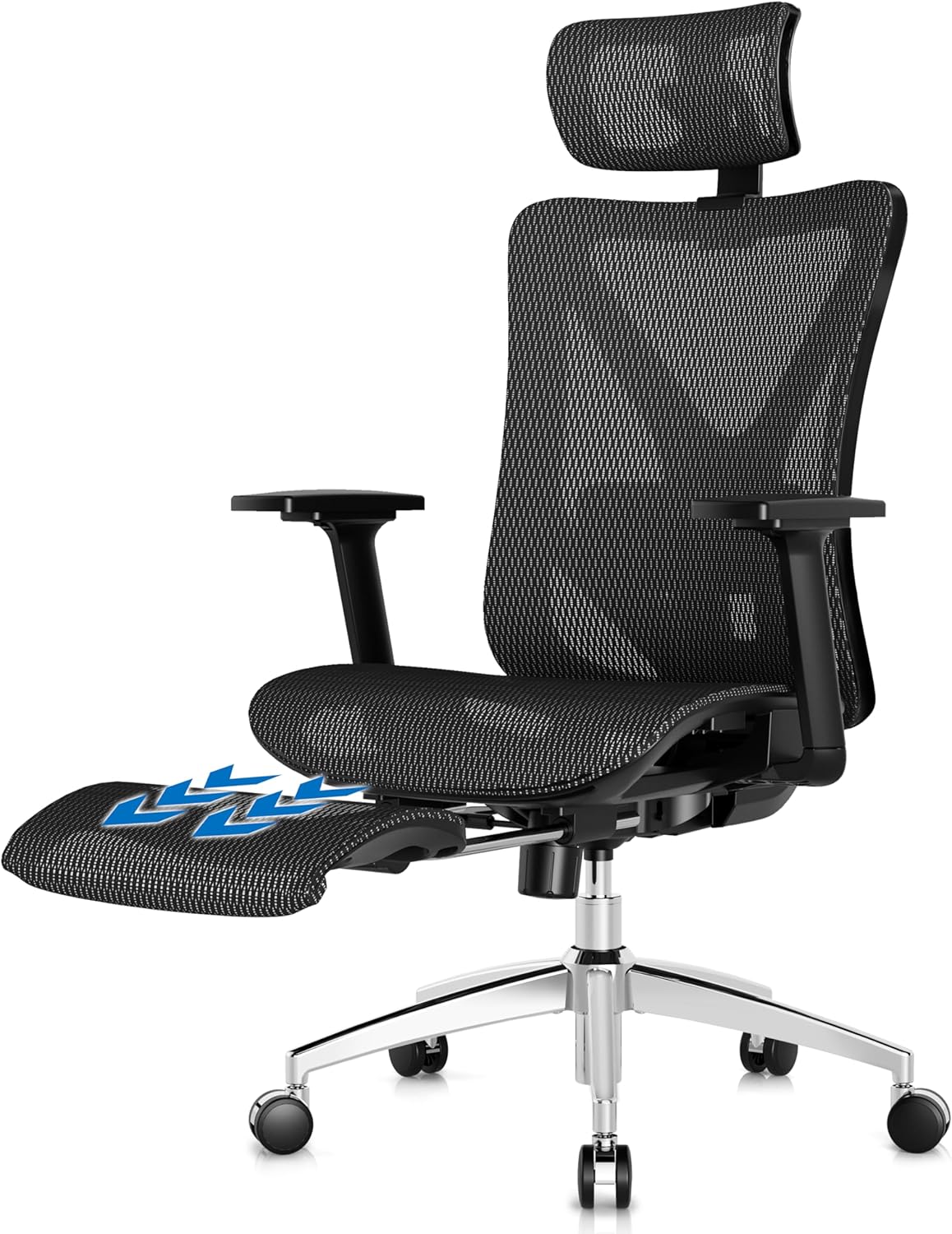 Ergonomic Office Chair with Adjustable Lumbar Support, 3D Armrests & Headrest, 135° Reclining Chair with Footrest & Large Steel Base,300LBS Swivel Desk Chair(GYMN01)