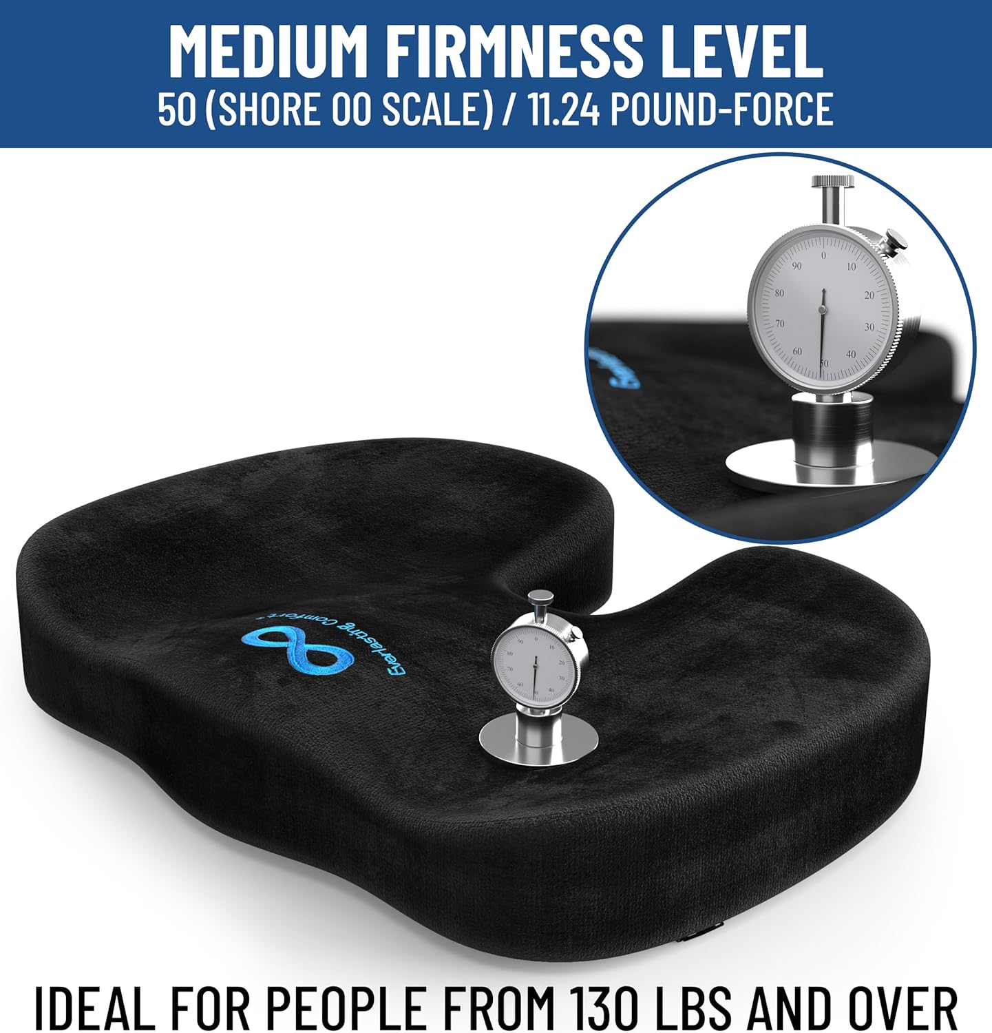 Comfort Doctor Recommended Memory Foam Seat Cushion for Office Chairs & Car Seat - Ergonomic Office Desk Accessories for Tailbone Pain Relief, Sciatica & Back Support