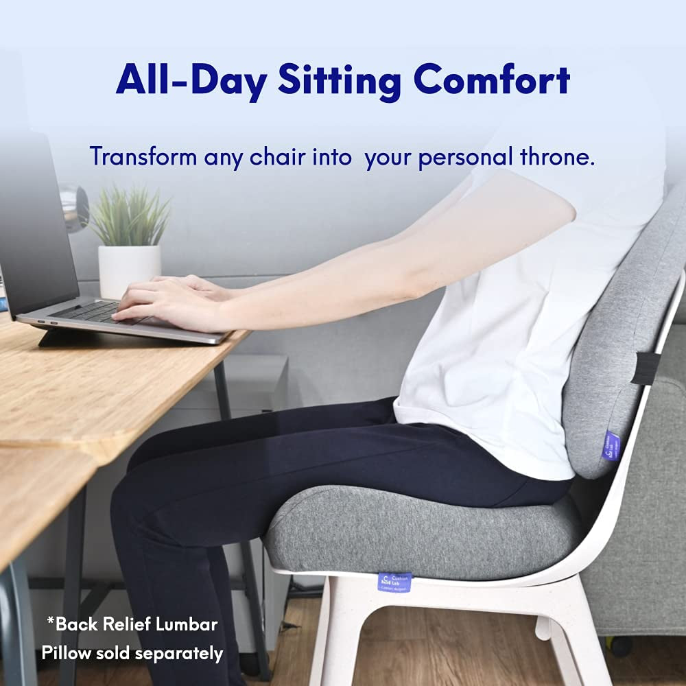 Patented Pressure Relief Seat Cushion for Long Sitting Hours on Office & Home Chair - Extra-Dense Memory Foam for Soft Support. Car Pad for Hip, Tailbone, Coccyx, Sciatica - Black