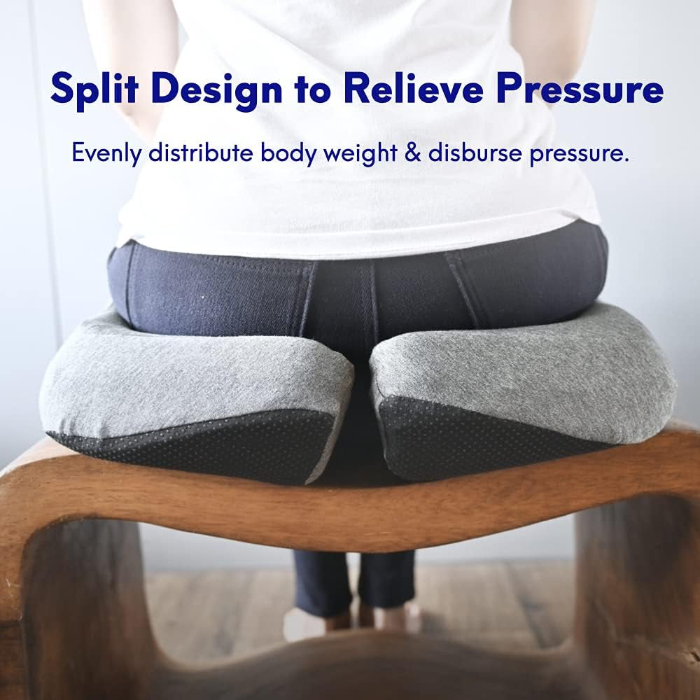 Patented Pressure Relief Seat Cushion for Long Sitting Hours on Office & Home Chair - Extra-Dense Memory Foam for Soft Support. Car Pad for Hip, Tailbone, Coccyx, Sciatica - Black