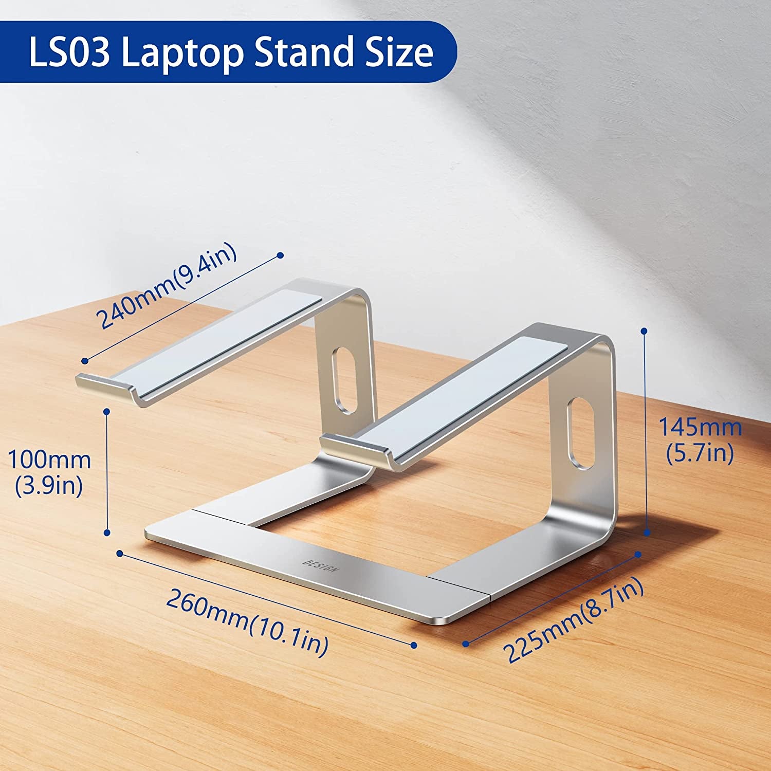 Aluminum Laptop Stand, Ergonomic Detachable Computer Stand, Notebook Riser Compatible with Air, Pro, Dell, HP, Lenovo More 10-15.6" Laptops, Silver